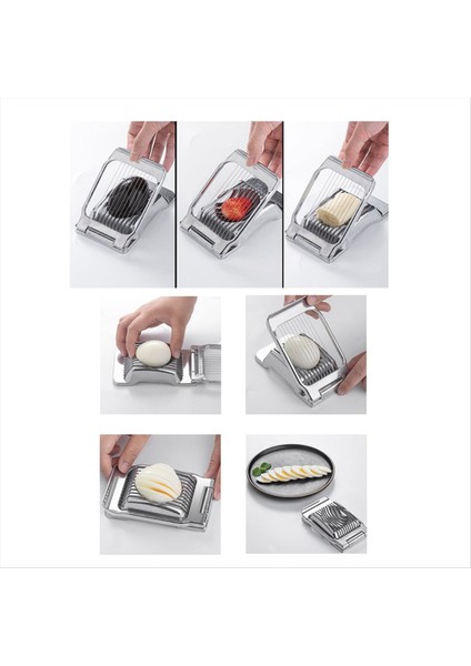 Mini Manuel Yumurta Dilimleyici Kesici Sert Haşlanmış Yumurta Dilimleyici Kesici Çok Amaçlı Alüminyum Alaşım Yumurta Jambon Kesici Mutfak Malzemeleri (Yurt Dışından)