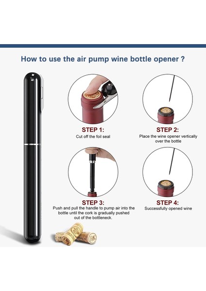 2 Adet Yükseltme Cep Hava Pompası Şarap Şişesi Açıcı Güvenlik Taşınabilir Hava Basınç Şarap Tirbuşon Paslanmaz Çelik (Yurt Dışından) indirimleri