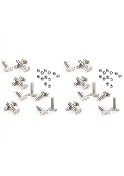 24PCS T Yuva Cıvatası Değiştirme M10 x 25 Vidalar A2-70 Raylı Track Vidaları 24 Flanş Somunlu Parça Somunları (Yurt Dışından)
