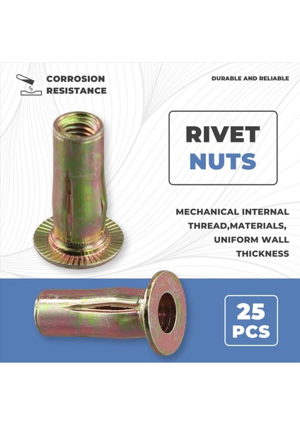 Çok Grip Perçin Nut M8 Önceden Bulmuş Shank Karbon Çelik Renk-P-P-P-Pled Düz Kapalı Dipli Iplanır Somut 25 Pcs (Yurt Dışından) fırsatları