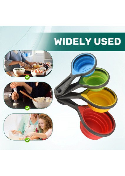 Katlanabilir Silikon Ölçüm Fincanları ve Ölçüm Seti Pişirme Için Kaşıkları Ölçen Dozlama Dozlama Yardımı (Yurt Dışından) indirimleri