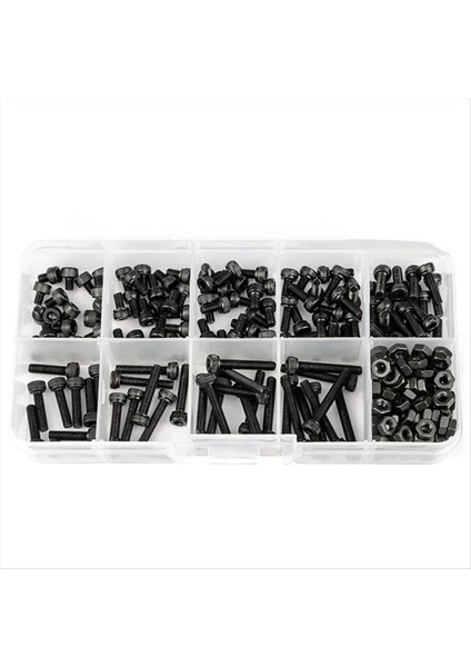 M3 Altı Soket Vidası Set Yuvarlak Kapak Vidaları DIN912 Cıvatalar Somun Çeşitlilik Kiti Siyah 12 9 Sınıf (Yurt Dışından)