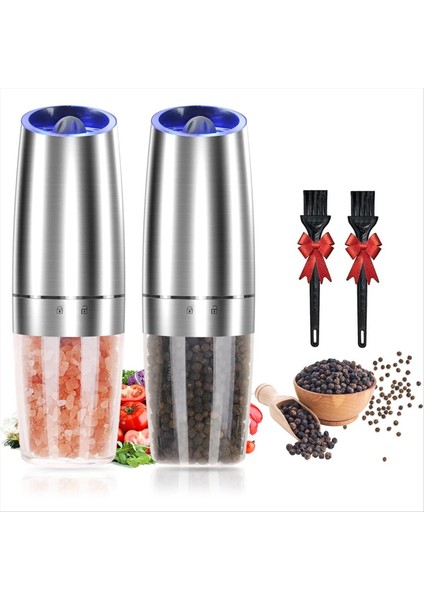 Yerçekimi Elektrik Tuzu ve Karabiber Öğütücü Seti Ayarlanabilir Kaba Değirmen Öğütücü Pille Çalışan Bir Elle Çalıştırıldı (Yurt Dışından)