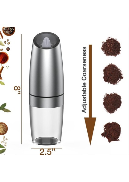 Yerçekimi Elektrik Tuzu ve Karabiber Öğütücü Seti Ayarlanabilir Kaba Değirmen Öğütücü Pille Çalışan Bir Elle Çalıştırıldı (Yurt Dışından) fiyatları