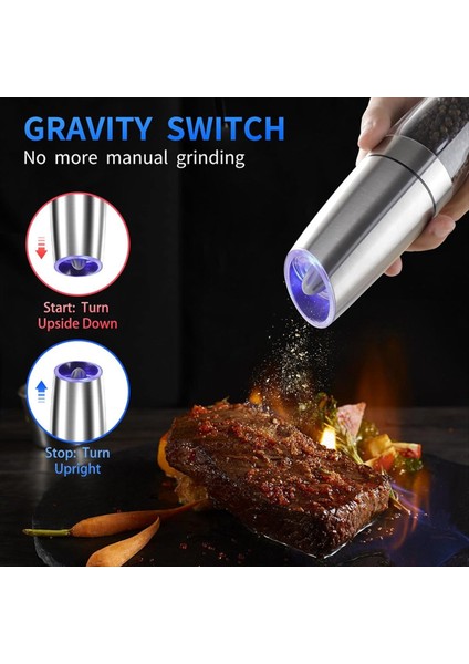 Yerçekimi Elektrik Tuzu ve Karabiber Öğütücü Seti Ayarlanabilir Kaba Değirmen Öğütücü Pille Çalışan Bir Elle Çalıştırıldı (Yurt Dışından) indirimleri