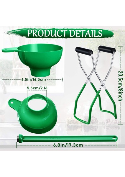 2x Canning Kit Kavanoz Kaldırıcı Geniş Ağız Konserleme Kavanozları Için Canning Huni Kapağı Ama Değnek Anti-Scald Mutfak Aletleri (3pcs Yeşil) (Yurt Dışından) fiyatları