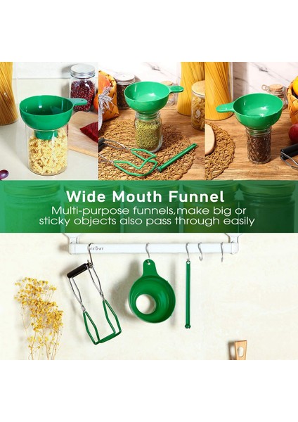 2x Canning Kit Kavanoz Kaldırıcı Geniş Ağız Konserleme Kavanozları Için Canning Huni Kapağı Ama Değnek Anti-Scald Mutfak Aletleri (3pcs Yeşil) (Yurt Dışından) indirimleri