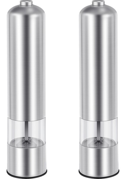 Pres Style Yuvarlak Biber Öğütücü Elektrik Fabrikası Paslanmaz Çelik Tuz Değirmeni (Tuz) Veya Biber Değirmen Silver Renkli Işık (Yurt Dışından)