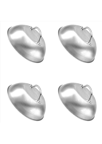 4x Paslanmaz Çelik Biftek Kapağı Kalın Batı Restoranı Batı Yemek Kapağı El Kolu Biftek Kapağı Yarım Küre Kapak (Yurt Dışından)