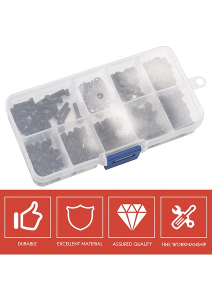 300 Pcs Somun Cıvataları Set Hex Cıvatalar Somun ve Yıkayıcı Ürünlük Vidaları Cıvatalar M3 Alet Kiti Plastik Kutu (Siyah) (Yurt Dışından) modelleri