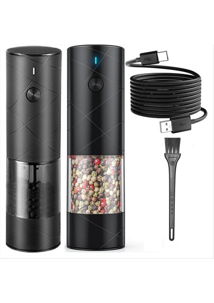 2 Paket Elektrikli Tuz ve Karabiber Öğütücü Sıcak LED Işıkla Şarj Edilebilir USB Ayarlanabilir Kaba Büyük Kapasite ile Şarj Edilebilir (Yurt Dışından)