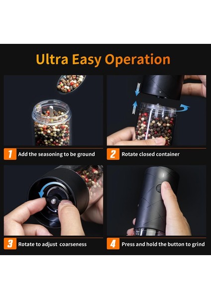 2 Paket Elektrikli Tuz ve Karabiber Öğütücü Sıcak LED Işıkla Şarj Edilebilir USB Ayarlanabilir Kaba Büyük Kapasite ile Şarj Edilebilir (Yurt Dışından) fiyatları