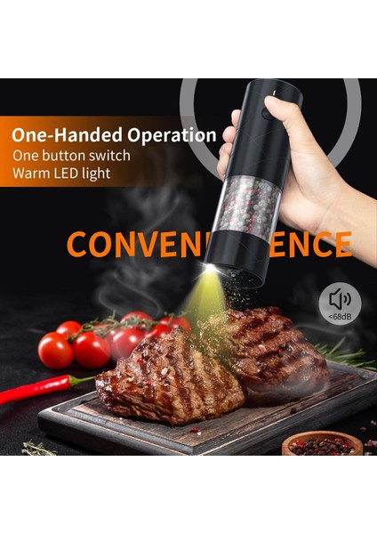 2 Paket Elektrikli Tuz ve Karabiber Öğütücü Sıcak LED Işıkla Şarj Edilebilir USB Ayarlanabilir Kaba Büyük Kapasite ile Şarj Edilebilir (Yurt Dışından) indirimleri