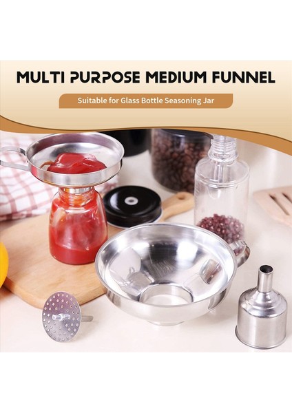 4 Paket Paslanmaz Çelik Mutfak Hunisi Cam Şişe Baharat Kavanozu Için Sıvı Aktarmak Için Uygundur (Yurt Dışından) fırsatları