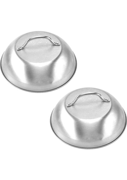2x Paslanmaz Çelik Biftek Örtüsü Kalın Batı Restoranı Batı Gıda Kapağı El Kolu Biftek Kapağı Yarım Küre Kapak (Yurt Dışından)