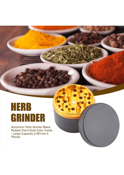 Alüminyum Bitki Öğütücü Siyah Kauçuk Boya Altın Renk Içinde - Büyük Kapasite 2 48 Inç 4 Parça (Yurt Dışından) fırsatları