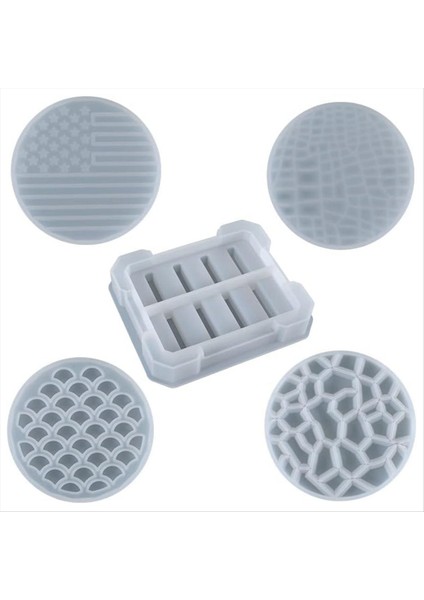 4 Dairesel Coaster Kalıp ve 1 Kare Coaster Tutucu Epoksi Reçine Kalıp Silikon Dahil Olmak Üzere 5 Reçine Döküm Coaster Kalıpları (Yurt Dışından)