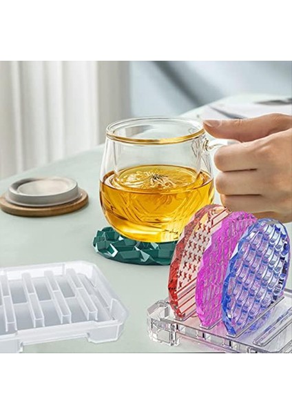 4 Dairesel Coaster Kalıp ve 1 Kare Coaster Tutucu Epoksi Reçine Kalıp Silikon Dahil Olmak Üzere 5 Reçine Döküm Coaster Kalıpları (Yurt Dışından) indirimleri