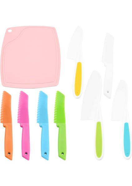 9 Adet Çocuk Yemek Seti Plastik Çocukların Güvenli Pişirme Şefi Bıçak ve Kesme Tahtası Çocuklar Meyve Salata Bıçakları (Yurt Dışından) modelleri