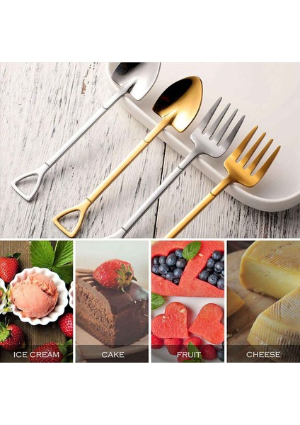 16 Parça Kürek Kaşık Çatal Kürek Kahve Kaşığı Kürek Tutuk Tatlı Kaşık Dondurma Kaşığı Kürek Şekil Çalgu (Gold) (Yurt Dışından) indirimleri