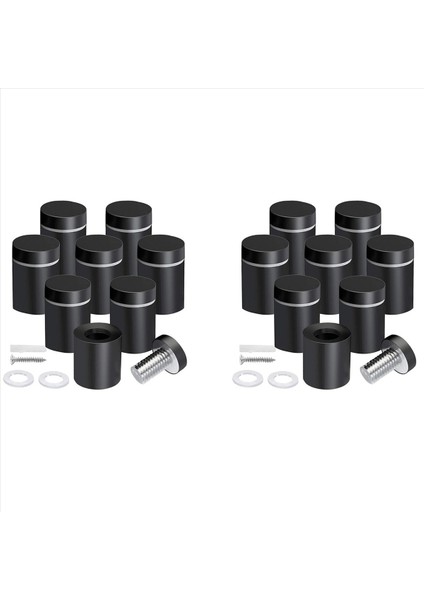 16 Paket Standoff Vidaları 3/4 x 1 Inç Siyah Işaretler Akrilik Resim Çerçevesi Reklam Vidaları Kiti Kiti (Yurt Dışından)