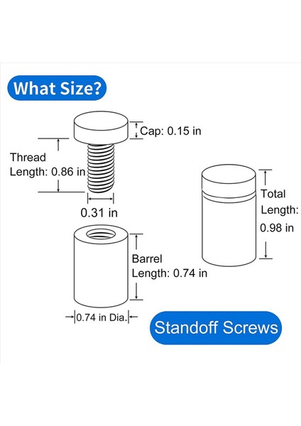 16 Paket Standoff Vidaları 3/4 x 1 Inç Siyah Işaretler Akrilik Resim Çerçevesi Reklam Vidaları Kiti Kiti (Yurt Dışından) fiyatları