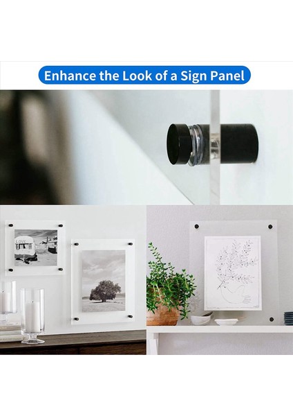 16 Paket Standoff Vidaları 3/4 x 1 Inç Siyah Işaretler Akrilik Resim Çerçevesi Reklam Vidaları Kiti Kiti (Yurt Dışından) indirimleri