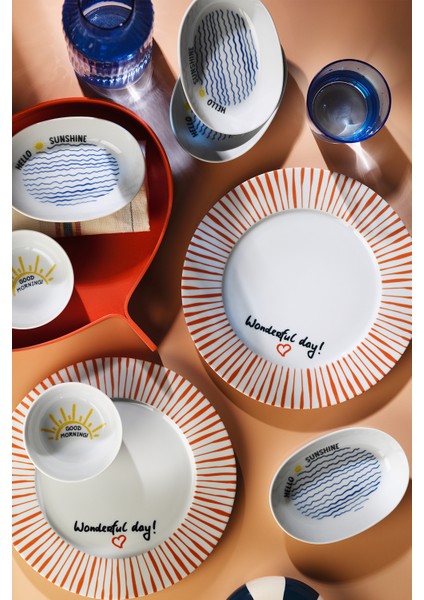 Crimson Lines 8 Parça 2 Kişilik Kahvaltı Takımı