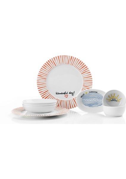 Crimson Lines 8 Parça 2 Kişilik Kahvaltı Takımı modelleri