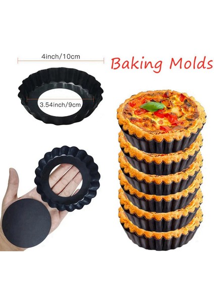 8pcs 4IN/10CM Mini Pasta Çörek Tavalar Yapışmaz Tart Quiche Flan Tava Kalıp Çıkarılabilir Gevşek Alt Yuvarlak Fırın Yazılımı (Yurt Dışından) fiyatları