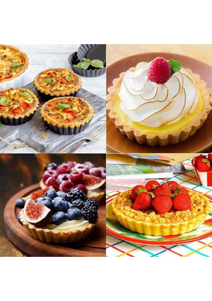 8pcs 4IN/10CM Mini Pasta Çörek Tavalar Yapışmaz Tart Quiche Flan Tava Kalıp Çıkarılabilir Gevşek Alt Yuvarlak Fırın Yazılımı (Yurt Dışından) modelleri