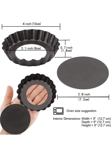8pcs 4IN/10CM Mini Pasta Çörek Tavalar Yapışmaz Tart Quiche Flan Tava Kalıp Çıkarılabilir Gevşek Alt Yuvarlak Fırın Yazılımı (Yurt Dışından) fırsatları