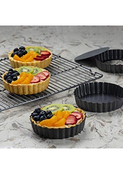 8pcs 4IN/10CM Mini Pasta Çörek Tavalar Yapışmaz Tart Quiche Flan Tava Kalıp Çıkarılabilir Gevşek Alt Yuvarlak Fırın Yazılımı (Yurt Dışından) indirimleri