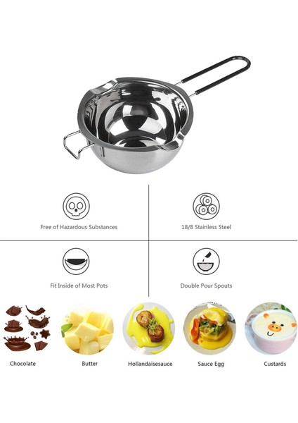 4 Paket Paslanmaz Çelik Çift Kazan Çikolata Karamel ve Şekerleme Için Çelik Eritme Potu 2 Su Bardağı Evrensel Ped (Yurt Dışından) modelleri