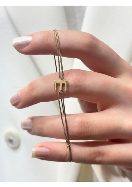 14 Ayar Altın E Harf Ipli Bileklik