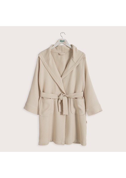 Lıttle Basıc Kapüşonlu Bornoz Bej