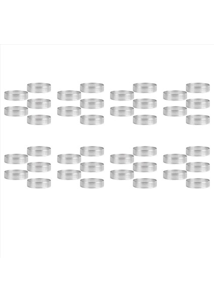 Paslanmaz Çelik Delikli Tart Halka 40PCS 5cm Delikli Kek Köpük Halkası Dıy Yuvarlak Tart Halkaları Pişirme Tatlı Halkası (Yurt Dışından)