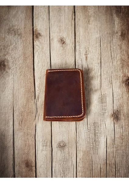 Liberta El Yapımı Hakiki Gerçek Deri Kadın Erkek Kart Cüzdan Taba Rengi