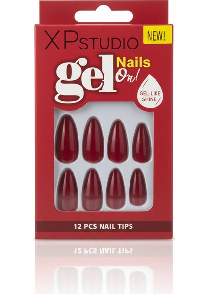 Takma Tırnak Jel Yapıştırıcılı Kırmızı 12'li