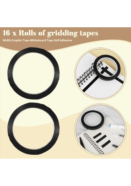 16 Paket 3mm 1/8 Inç Genişlik Grafik Bant Bant Kendi Kendine Yapışkan Grafik Çizgi Bant Izgara Bantları Izgara Bant Sanat Sanatçısı Bant Rulo Başına 108 Feet Uzunluğunda (Yurt Dışından) fırsatları