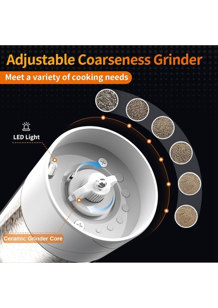 Elektrik Tuz ve Karabiber Öğütücü Seti USB Şarj Edilebilir Ayarlanabilir Kaba Otomatik Tuzlu Biber Değirmeni Öğütücü (Yurt Dışından) modelleri