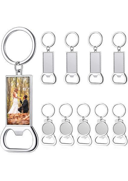 10 Adet Süblimasyon Anahtarlık Boşlukları - Isı Transferi Için Yüceltme Anahtarlık Kılıfı Veya Metal Süblimasyon Şişesi Açıcı Set B (Yurt Dışından)