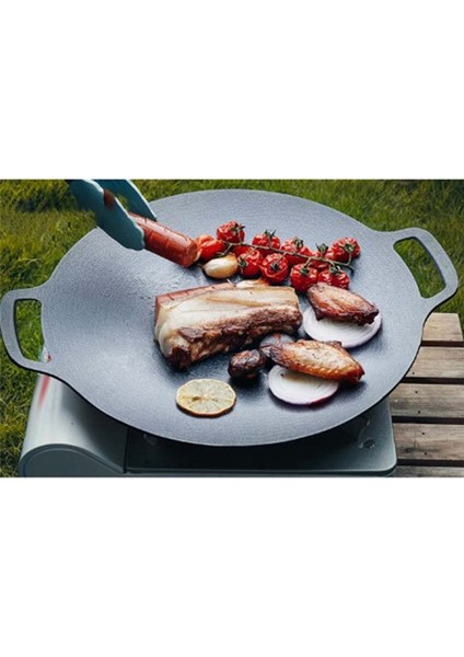 38CM Kalın Dökme Demir Kızartma Tavası Düz Panka Griddle Yapışmaz Barbekü Izgara Indüksiyon Ocak Açık Alev Pişirme Potu (Yurt Dışından) fırsatları