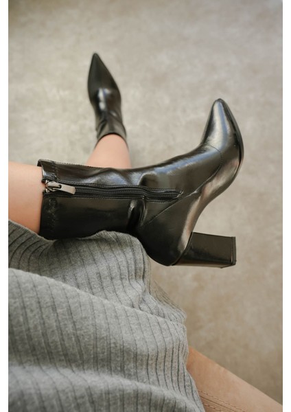 Kadın Enjoy Kalın Topuklu Streç Bot - Siyah-Rugan modelleri