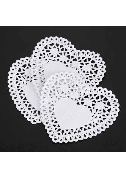 200X 4 Inç Beyaz Aşk Kalp Kağıdı Dantel Doilies Için Karton Yapım Scrapbooking (Yurt Dışından)