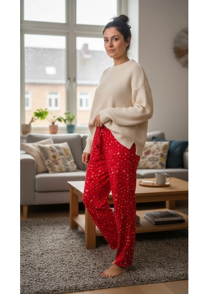 Kar Tanesi Desenli Süet Kadın Pijama Altı fiyatları