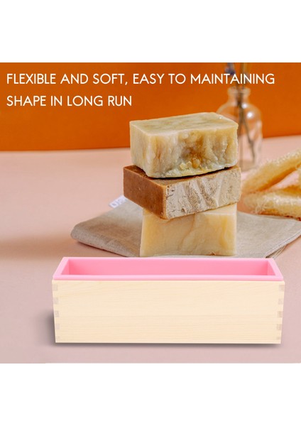 1200G Dıy Sabun Ahşap Sabun Kalıp Kutusu Silikon Astar Dikdörtgen Loaf Swirl Sabun Kalıp Aracı Dıy Soap Mum Kalıp Yapma Aracı (Yurt Dışından) fırsatları