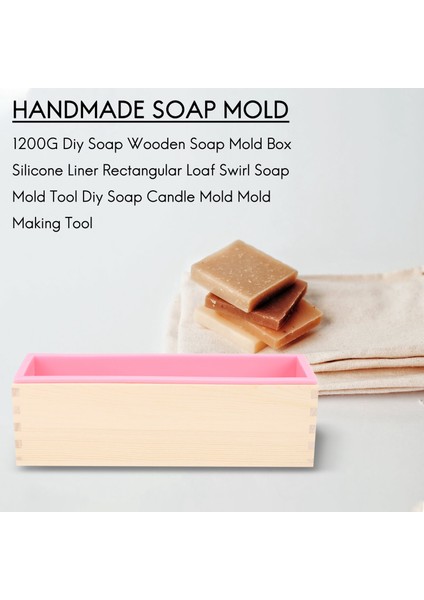 1200G Dıy Sabun Ahşap Sabun Kalıp Kutusu Silikon Astar Dikdörtgen Loaf Swirl Sabun Kalıp Aracı Dıy Soap Mum Kalıp Yapma Aracı (Yurt Dışından) indirimleri