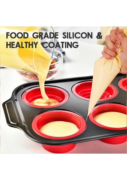 Silikon Çörek Pişirme Pişirme Için Cupcake Tavası Metal Çerçeve Muffin Teneke Yumurta Isırıkları Bardak Yumurta Kalıp 6 Bardak Kırmızı (Yurt Dışından) fırsatları