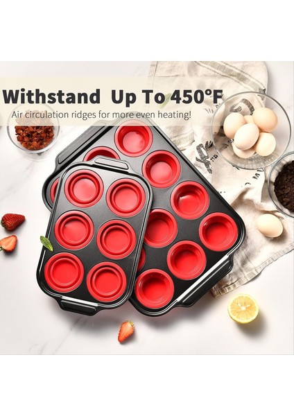 Silikon Çörek Pişirme Pişirme Için Cupcake Tavası Metal Çerçeve Muffin Teneke Yumurta Isırıkları Bardak Yumurta Kalıp 6 Bardak Kırmızı (Yurt Dışından) indirimleri